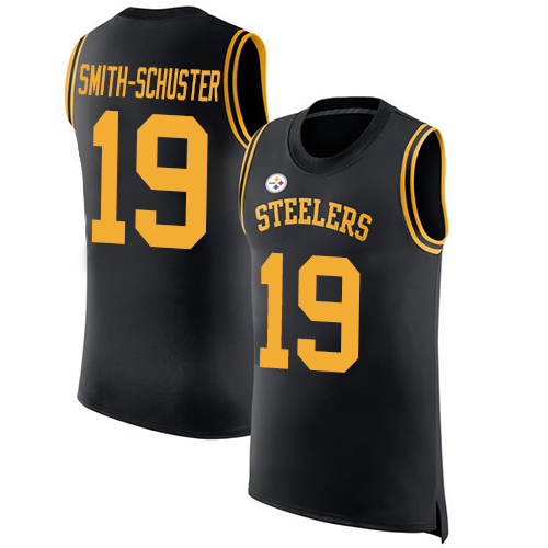 Men's Nike Pittsburgh Steelers #19 JuJu Smith-Schuster Black Team Color Stitched NFL Limited Rush Tank Top Jersey